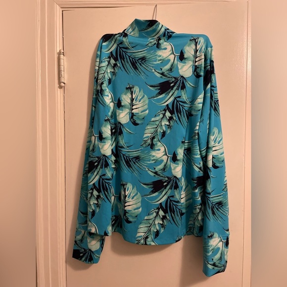 Tommy Bahama Golf Blue Tropical Leaf 1/4 Zip Pockets Shirt Size Extra Large - Picture 6 of 10